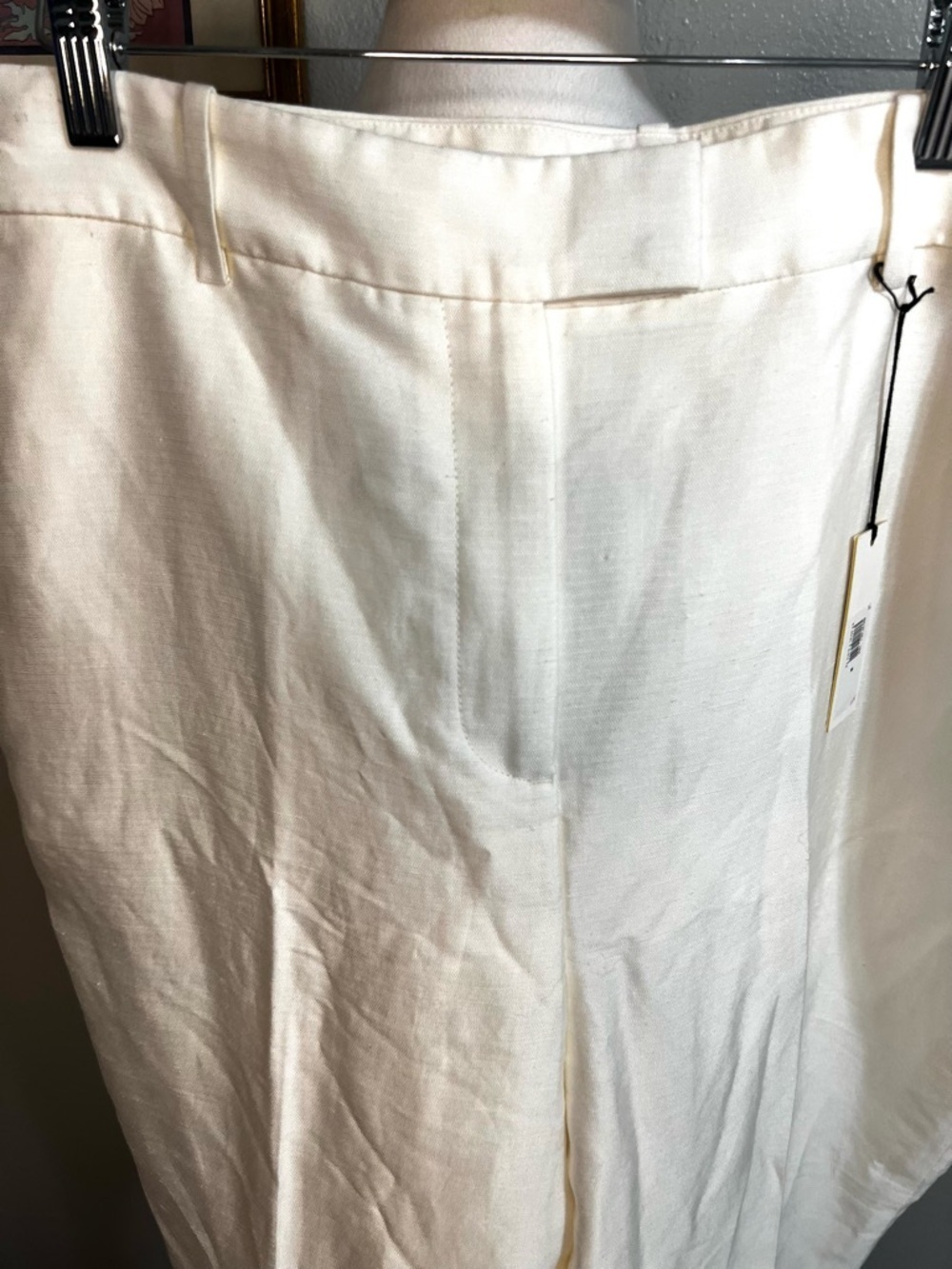Banana Republic Cream High-Waist Straight Linen-Blend Pants 16 nwt - Picture 3 of 13